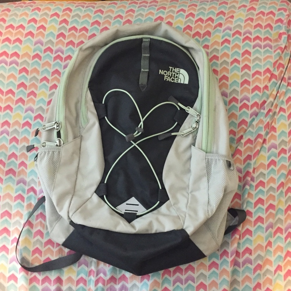 WOMENS MINT AND GRAY NORTH FACE JESTER BACKPACK
